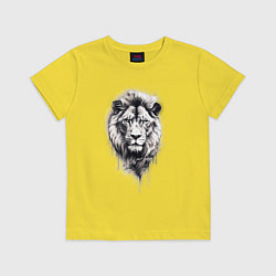 Футболка хлопковая детская Голова льва рисунок карандашом, цвет: желтый