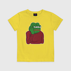 Футболка хлопковая детская Лягушонок Пепе вымотался, цвет: желтый