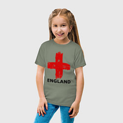 Футболка хлопковая детская England flag, цвет: авокадо — фото 2