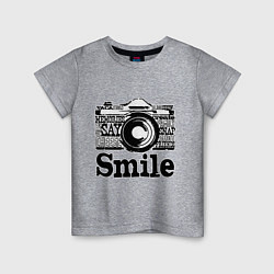 Футболка хлопковая детская Smile camera, цвет: меланж