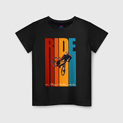 Футболка хлопковая детская MTB - ride, цвет: черный