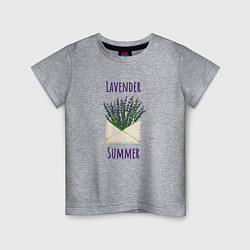 Футболка хлопковая детская Lavender Summer - букет лаванды в конверте, цвет: меланж