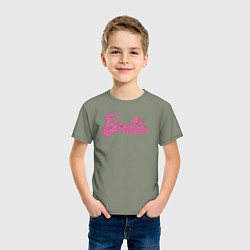 Футболка хлопковая детская Блестящий логотип Барби, цвет: авокадо — фото 2