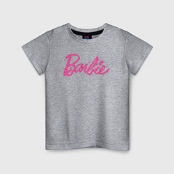 Футболка хлопковая детская Блестящий логотип Барби, цвет: меланж