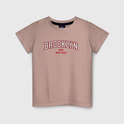 Футболка хлопковая детская Brooklyn New York, цвет: пыльно-розовый