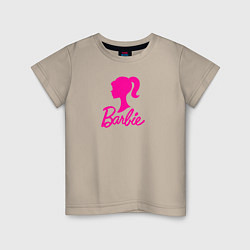 Футболка хлопковая детская Розовый логотип Барби, цвет: миндальный