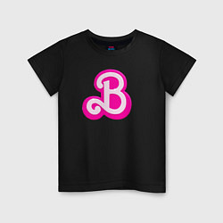 Футболка хлопковая детская Б - значит Барби, цвет: черный