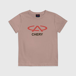 Футболка хлопковая детская Chery Logo, цвет: пыльно-розовый