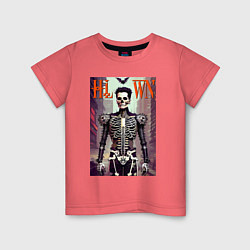 Футболка хлопковая детская Skeleton fashionista - art - poster, цвет: коралловый