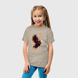 Футболка хлопковая детская Орел парящая птица абстракция, цвет: миндальный — фото 2