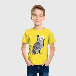 Футболка хлопковая детская Кошка сова, цвет: желтый — фото 2