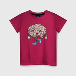 Футболка хлопковая детская Весёлый мозг, цвет: маджента