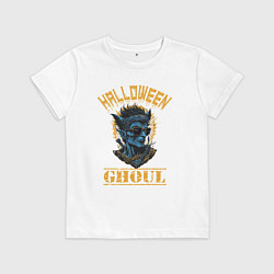 Футболка хлопковая детская Хэллоуин вурдалак, цвет: белый