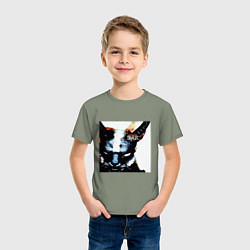Футболка хлопковая детская Slipkat Meowa, цвет: авокадо — фото 2