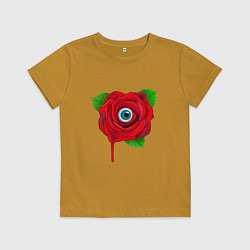 Футболка хлопковая детская Роза с глазом, цвет: горчичный