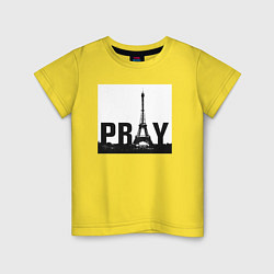 Футболка хлопковая детская Молись за Париж, цвет: желтый