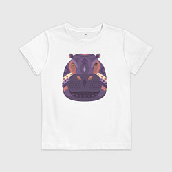 Футболка хлопковая детская Гиппопотам, цвет: белый