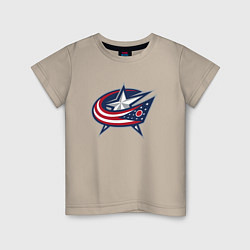 Футболка хлопковая детская Columbus blue jackets - hockey team - emblem, цвет: миндальный