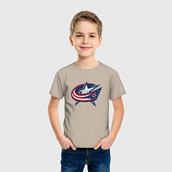 Футболка хлопковая детская Columbus blue jackets - hockey team - emblem, цвет: миндальный — фото 2