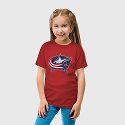 Футболка хлопковая детская Columbus blue jackets - hockey team - emblem, цвет: красный — фото 2