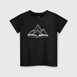 Футболка хлопковая детская Лес и горы минимализм, цвет: черный