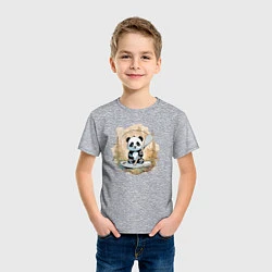 Футболка хлопковая детская Панда сапсёрфер, цвет: меланж — фото 2