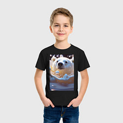 Футболка хлопковая детская Белый медведь в молоке, цвет: черный — фото 2