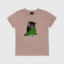 Футболка хлопковая детская Кот повар, цвет: пыльно-розовый