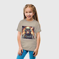 Футболка хлопковая детская Обезьяна космонавт, цвет: миндальный — фото 2