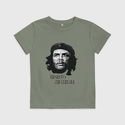 Футболка хлопковая детская Че Гевара черно белое, цвет: авокадо