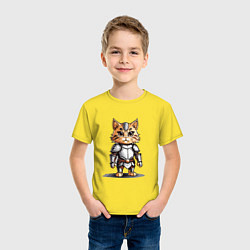 Футболка хлопковая детская Рыжий кот в доспехах, цвет: желтый — фото 2