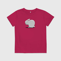 Футболка хлопковая детская Заяц боится, цвет: маджента