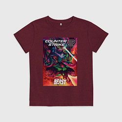 Футболка хлопковая детская КС 2 hyperbeast, цвет: меланж-бордовый