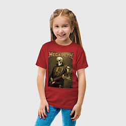 Футболка хлопковая детская Megadeth - skeleton - heavy metal, цвет: красный — фото 2
