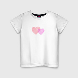 Футболка хлопковая детская Два розовых сердца, цвет: белый