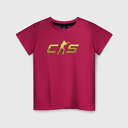 Футболка хлопковая детская CS 2 gold logo, цвет: маджента