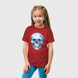 Футболка хлопковая детская Синий акварельный череп, цвет: красный — фото 2