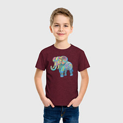Футболка хлопковая детская Beautiful elephant, цвет: меланж-бордовый — фото 2