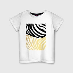 Футболка хлопковая детская Принт зебра черно- золотой, цвет: белый