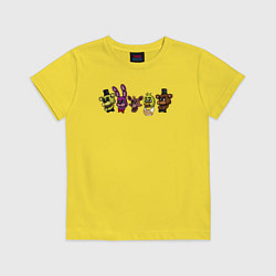 Футболка хлопковая детская FNAF головы, цвет: желтый