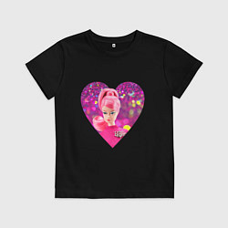 Футболка хлопковая детская Барби сердечко, цвет: черный
