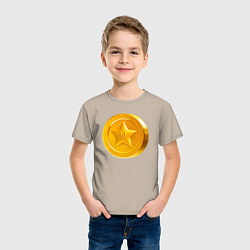 Футболка хлопковая детская Монета Марио, цвет: миндальный — фото 2