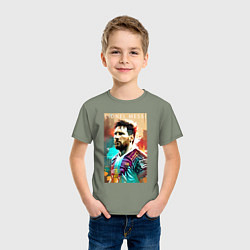 Футболка хлопковая детская Lionel Messi - football - striker, цвет: авокадо — фото 2