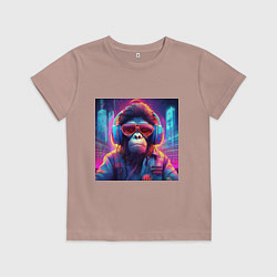 Футболка хлопковая детская Антропоморфная обезьяна, цвет: пыльно-розовый