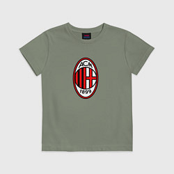 Футболка хлопковая детская Футбольный клуб Milan, цвет: авокадо