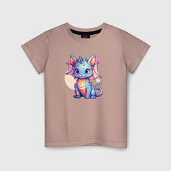Футболка хлопковая детская Cute dragon cat, цвет: пыльно-розовый