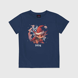 Футболка хлопковая детская Happy Dragon year 2024, цвет: тёмно-синий