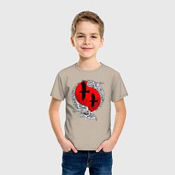 Футболка хлопковая детская Вороны Одина - кельтский узор, цвет: миндальный — фото 2