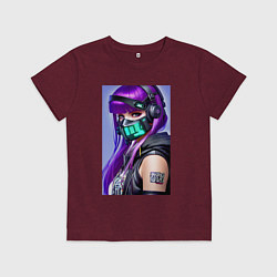 Детская футболка Кульная деваха - киберпанк - нейросеть
