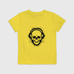 Футболка хлопковая детская Смеющийся череп, цвет: желтый